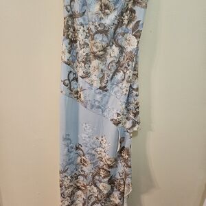 Floral Blue and Brown Maxi Dress